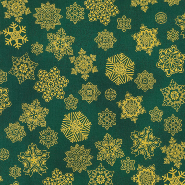 Holiday Flourish Snow Flower - Snowflakes Evergreen with Metallic 209925FA