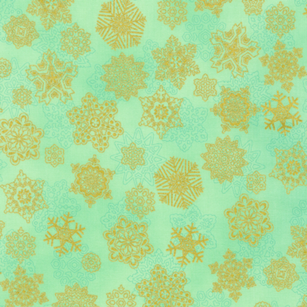Holiday Flourish Snow Flower - Snowflakes Mint Green with Metallic 209925FB