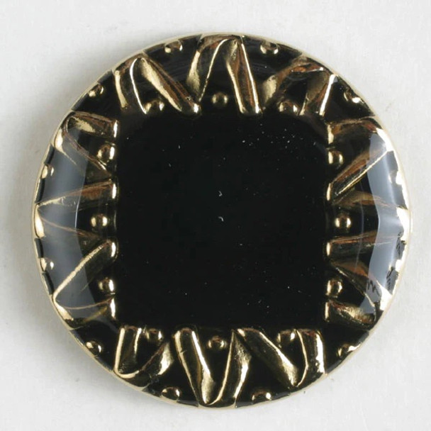Round Black with Gold Ribbon Full Metal Enameled Button