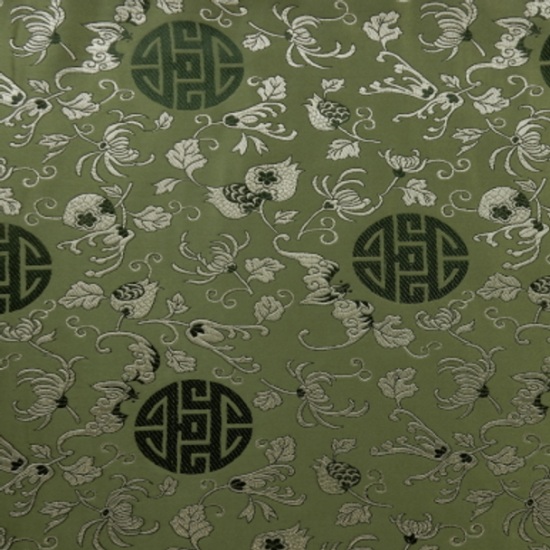 Silk Face Brocade - Flowers & Shou Sage 1549-12 243802BG