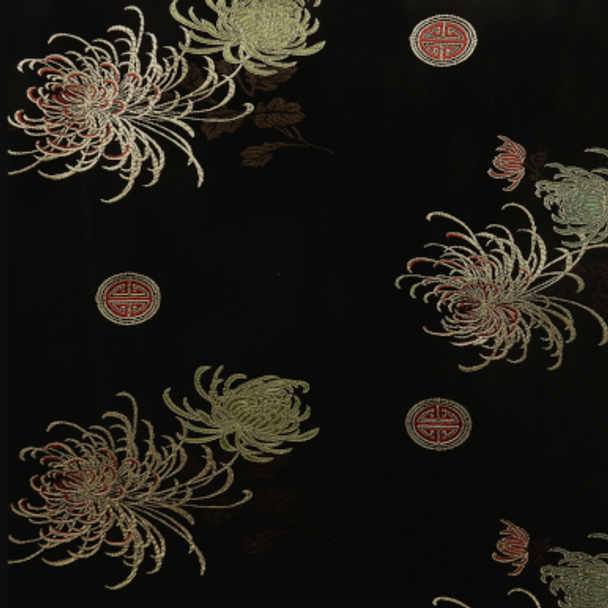 Silk Face Brocade - Japanese flower & Shou Black 1549-12 243802BH