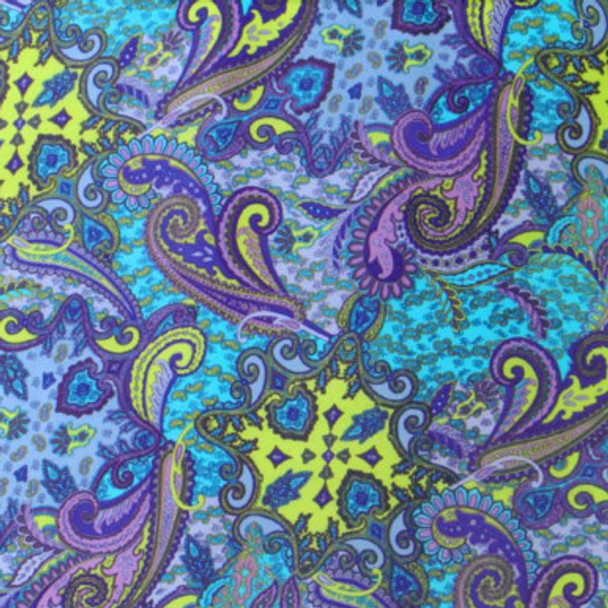 Printed Silk Charmeuse - Nouveau Paisley-Turqouise, Lavender, Sulpher 208542P.JPG