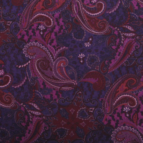 Printed Silk Charmeuse - Nouveau Paisley Purples 208542AE