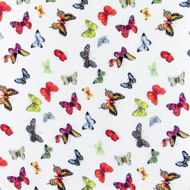 Printed Silk Charmeuse - Small Butterflies-Pink/Blue/Green 208542AG