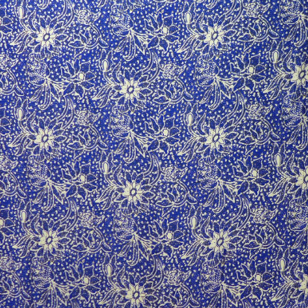 Printed Silk Charmeuse - Batiked Flowers Blue and White 208542BZ