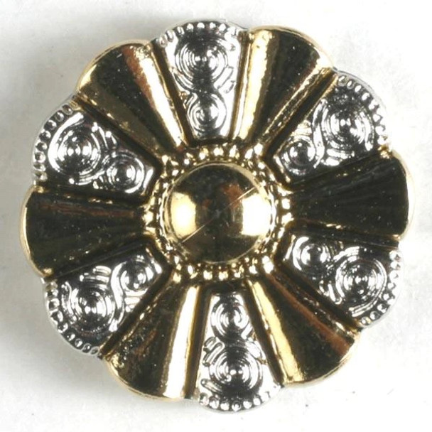 Gold and Silver Round Fan 40L Button DB-1761