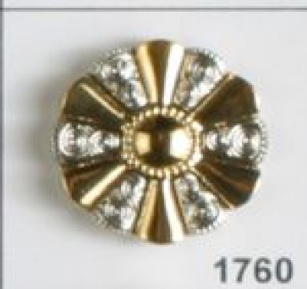Gold and Silver Round Fan 30L Button DB-1760