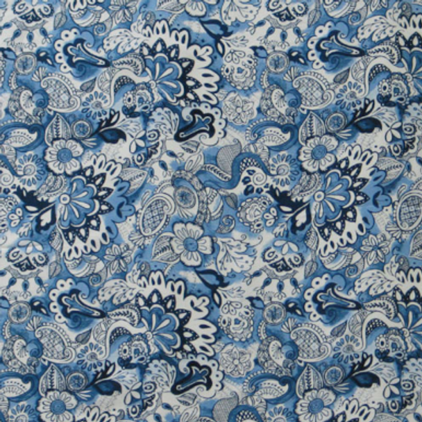 Printed Silk Charmeuse - Indienne-Blue/White 215406X