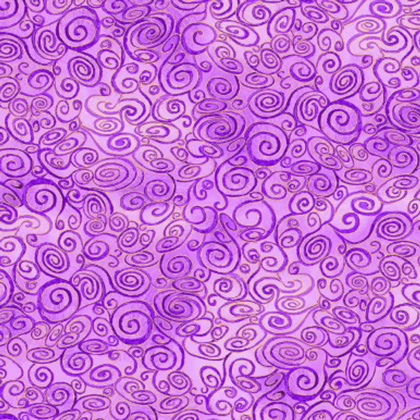 Pure Cotton Prints - Swirly Scrolls Metallic Blender - Purple 209924MQ