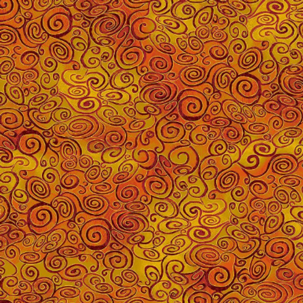 Pure Cotton Prints - Swirly Scrolls Metallic Blender - Rust 209924MR