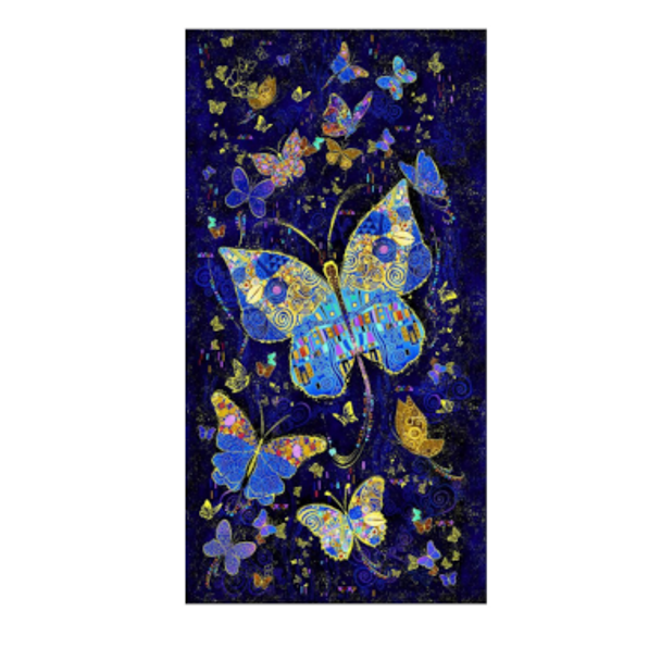 Pure Cotton Prints - 24" Klimt Butterfly Metallic Panel 209924MZ