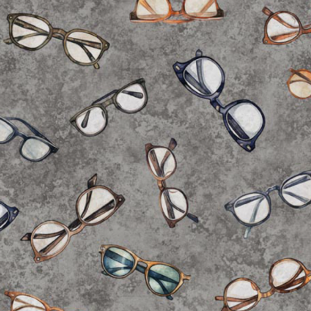 Pure Cotton Prints - Bookworm  - Eyeglass Toss Gray 209925JP