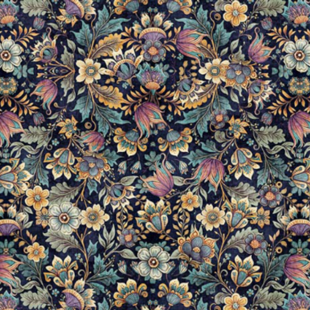 Pure Cotton Prints - Bookworm  - Floral Black 209925JR