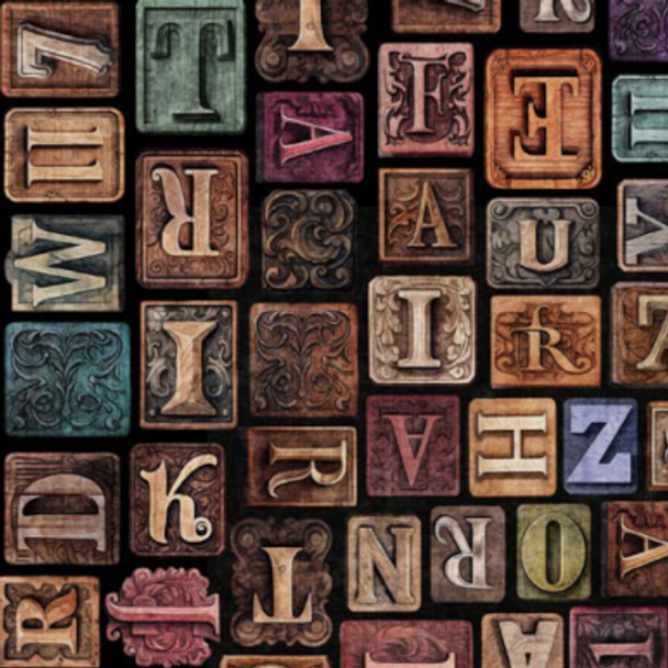 Pure Cotton Prints - Bookworm  - Letter Blocks Multi 209925JS