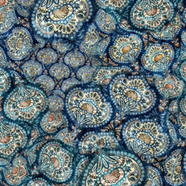 Pure Cotton Prints - Bookworm  - Paisley Medallion Midnight 209925JT
