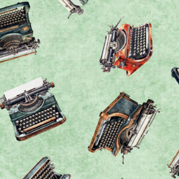 Pure Cotton Prints - Bookworm  - Typewriter Toss Sage 209925JY