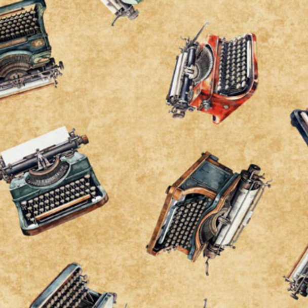 Pure Cotton Prints - Bookworm  - Typewriter Toss Tan 209925JZ