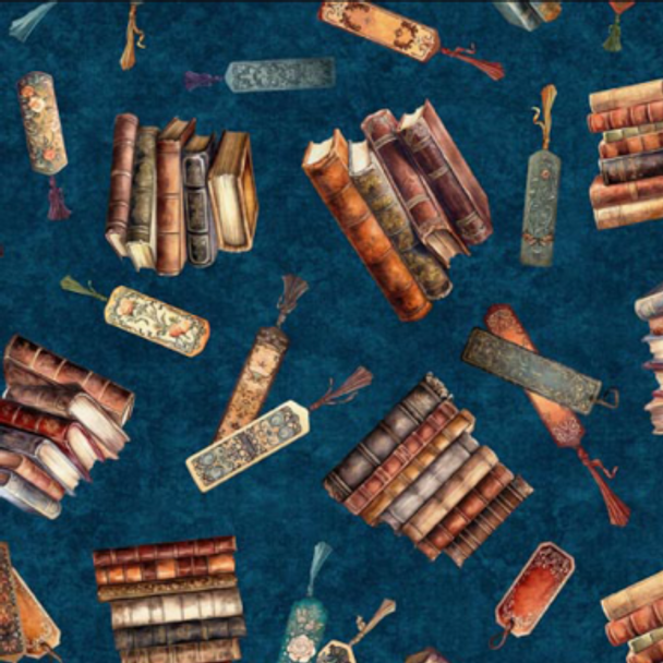 Pure Cotton Prints - Bookworm  -Stacked Book Toss Midnight 209925KC