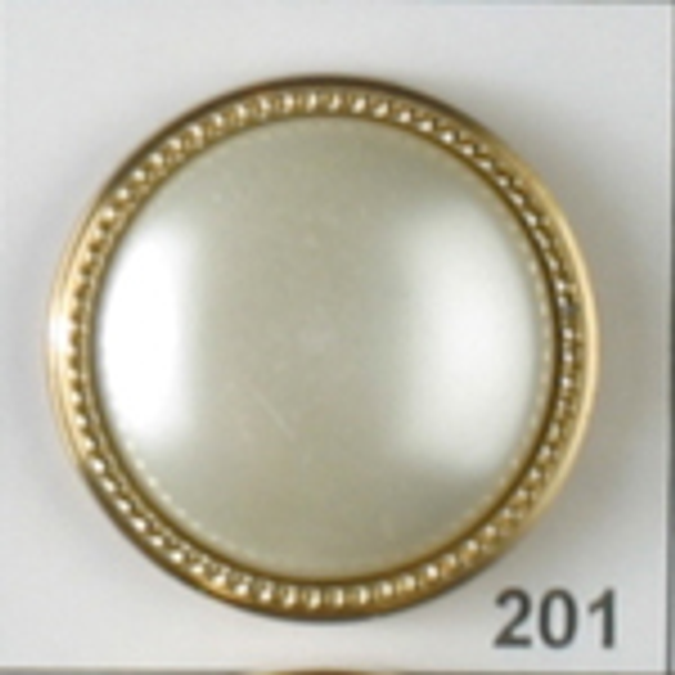 Round White with Gold Border ABS/Polyamide 34L Button DB-0201