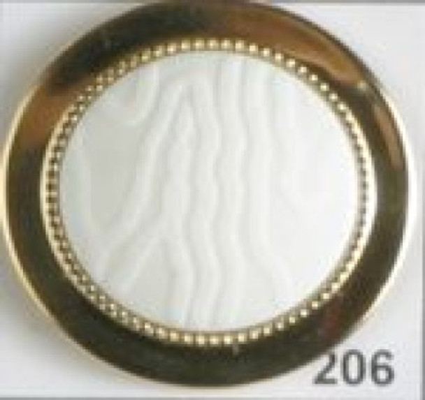 Round Textured White with Gold Border 45L Button DB-0206