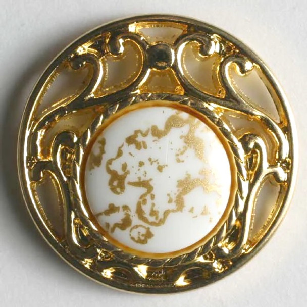 Ornate Gold White 34L Button DB-0191