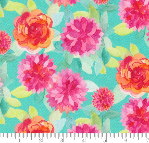 Pure Cotton Print - Flower Patches - Robin Egg 218682BN