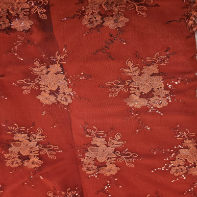 Evening Wear CLEARANCE - Red with Red Metallic Mesh 242203AG, Red Background