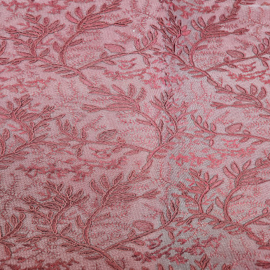 Evening Wear CLEARANCE - Cranberry with Red Metallic Mesh 242203AJ. Red background