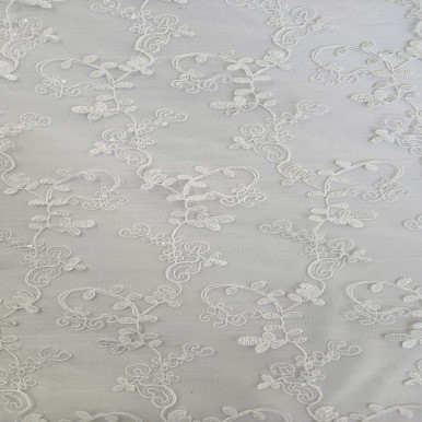 Evening Wear CLEARANCE - White with White Metallic Mesh AN