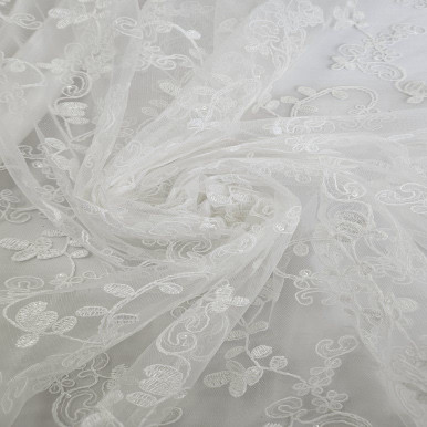 Evening Wear CLEARANCE - White with White Metallic Mesh AN, 242203AN