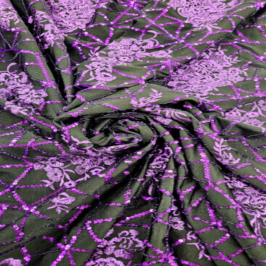 All Over Sequins CLEARANCE - Black with Iridescent Purple 242203BU