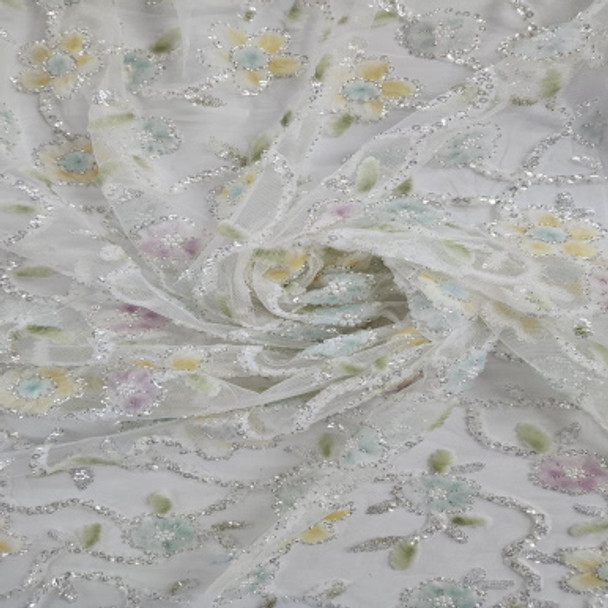 Embellished and Beaded Tulle Multicolored 206029B