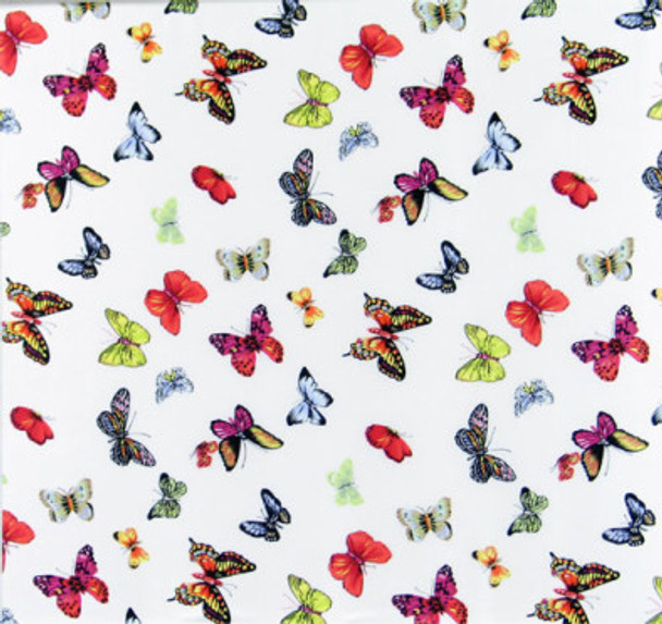 Printed Silk Charmeuse - Small Butterflies White 208542AB