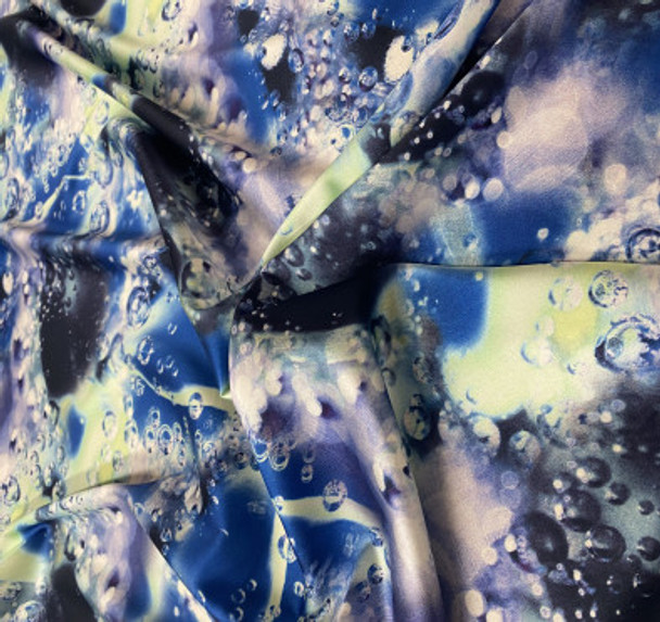 Stretch Printed Silk Charmeuse - Underwater Blue 231789F