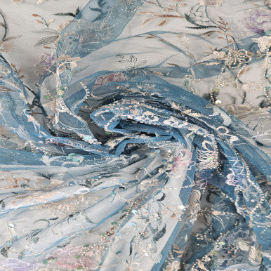 Beaded Embroidered Tulle - Jade