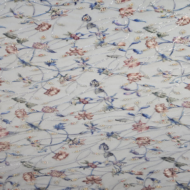 Beaded and Embroidered Tulle - Marino 203421D