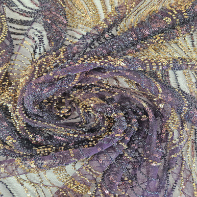 Beaded and Sequined Tulle - Purple