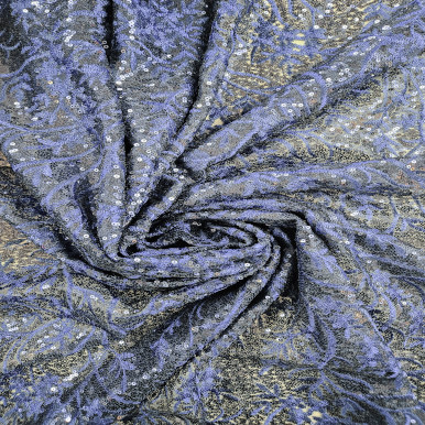 Embroidered Tulle - Marino