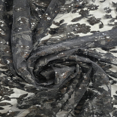 Embroidered Tulle - Black