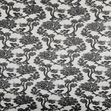 Embroidered Tulle - Black