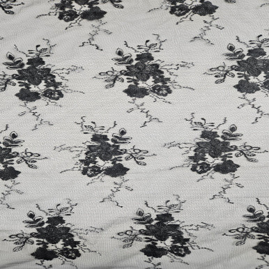 Embroidered Tulle - Black