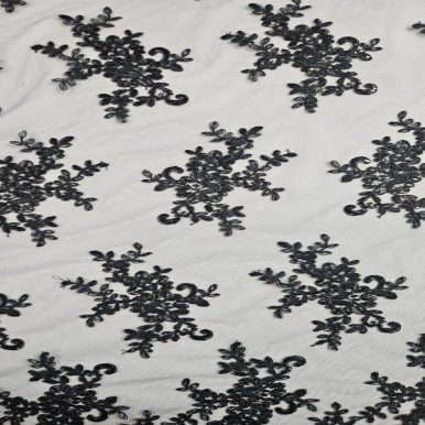 Embroidered Tulle - Black 227613V