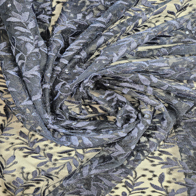 Embroidered Tulle - Marino