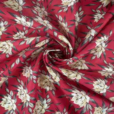 Copy of Pure Cotton Lawn Print - Yellow Flower in Red 192554BZ
