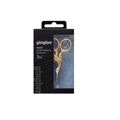 Gingher 3-1/2" Gold Stork Embroidery Scissors with Sheath 103613