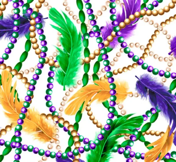 Mardi Gras Feathers and Beads White/Multi 223707PM