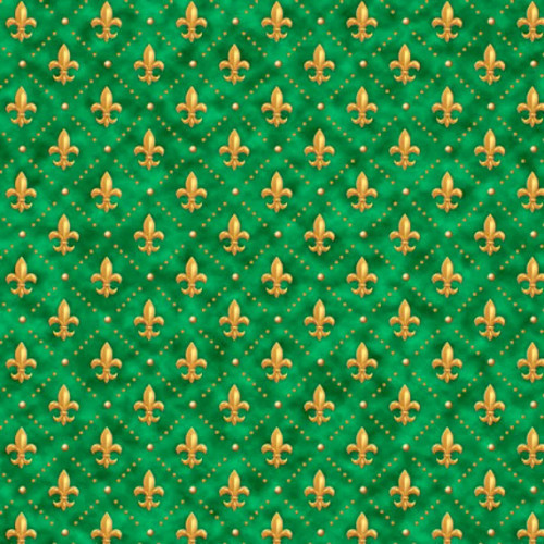 Mardi-Gras Fleur-de-Lis Fabric Green 223707PP