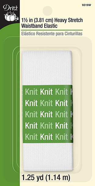 1-1/2" Heavy Stretch Knit Waistband White (1-1/4 yd)