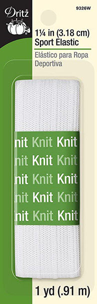 1-1/4" Sport Elastic Knit White (1 yd)