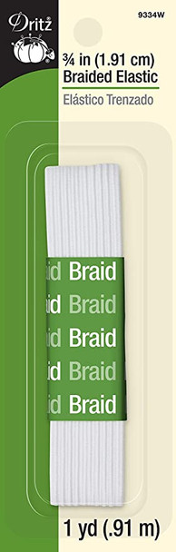 3/4" Braided Elastic White (1 yd)